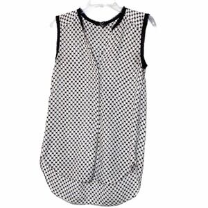 H&M Black & White Checkered Herringbone Sleeveless Blouse Size 4